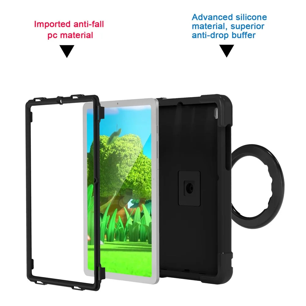 360° Swivel PC + Silicone Special Design Tablet Cover for Samsung Galaxy Tab S6 Lite - All Black - 3
