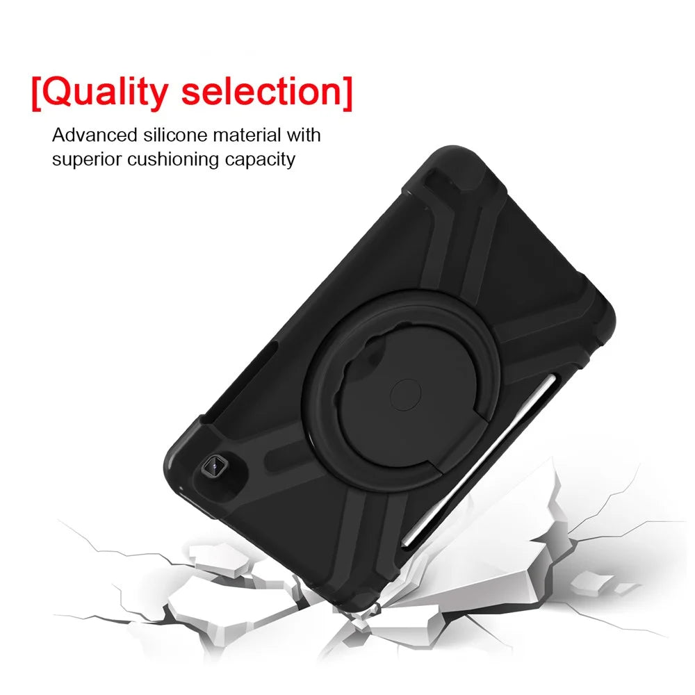 360° Swivel PC + Silicone Special Design Tablet Cover for Samsung Galaxy Tab S6 Lite - All Black - 4