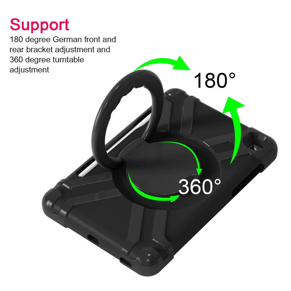 360° Swivel PC + Silicone Special Design Tablet Cover for Samsung Galaxy Tab S6 Lite - All Black - 5