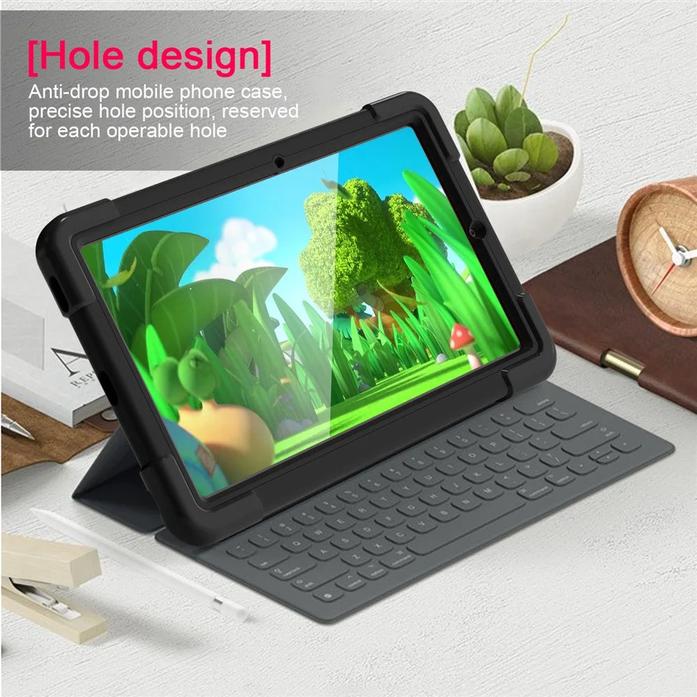 360° Swivel PC + Silicone Special Design Tablet Cover for Samsung Galaxy Tab S6 Lite - All Black - 7