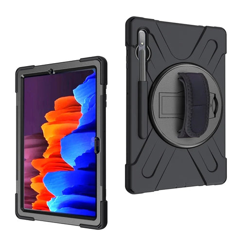 For Samsung Galaxy Tab S7+ / S8+ T970  / X800 / S7FE T730 / S9 + X810 / S9 FE+ X610 360° Swivel Kickstand PC + Silicone Tablet Case - Black - 1