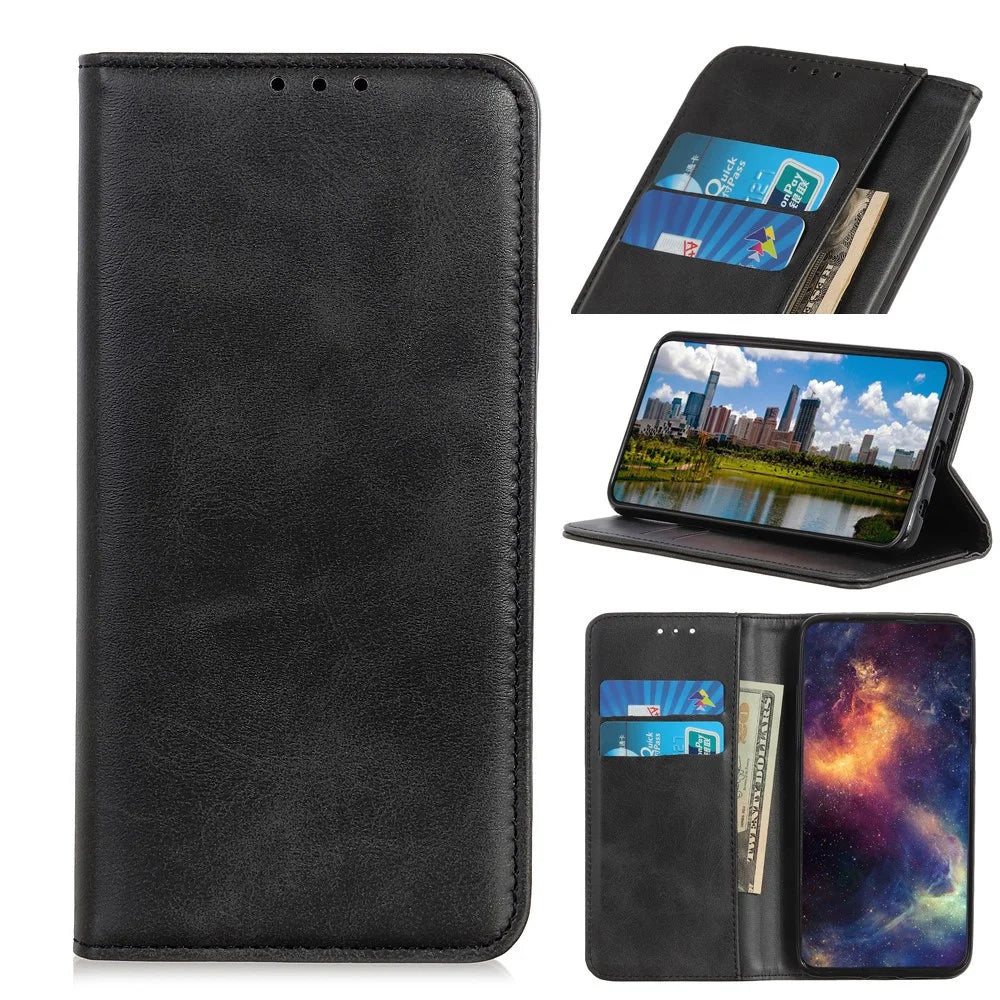 Magnetic Closure Scratch-resistant Split Leather Phone Cover for Samsung Galaxy S20 FE/S20 Fan Edition/S20 FE 5G/S20 Fan Edition 5G/S20 Lite - Black - 1