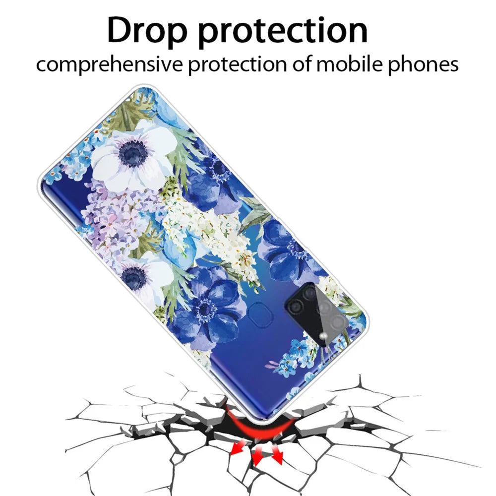 Pattern Printing TPU Soft Phone Case for Samsung Galaxy A21s - Flowers - 3