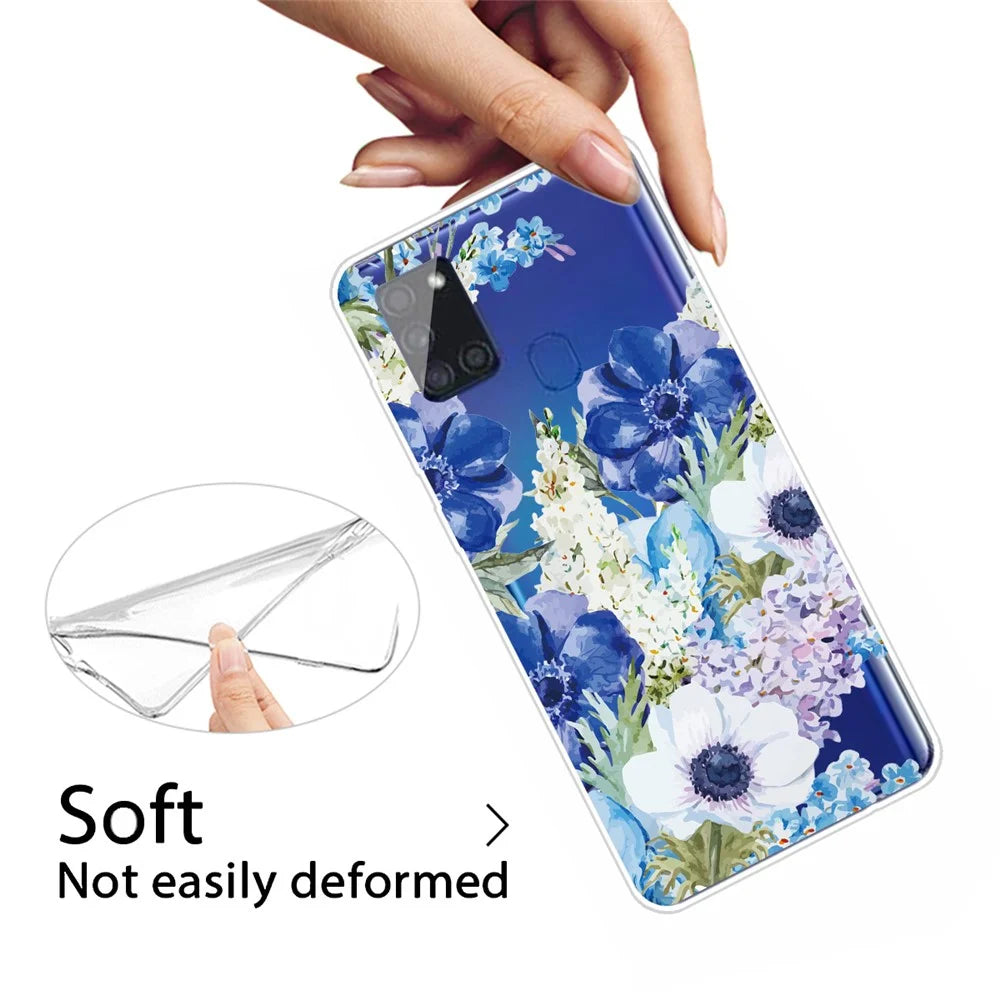 Pattern Printing TPU Soft Phone Case for Samsung Galaxy A21s - Flowers - 4
