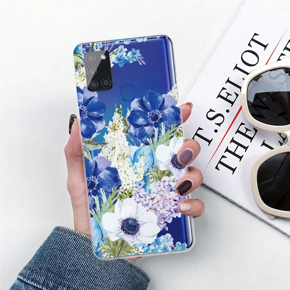 Pattern Printing TPU Soft Phone Case for Samsung Galaxy A21s - Flowers - 5