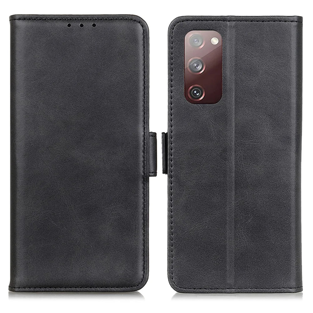 Anti-scratch Shockproof Magnetic Clasp Leather Phone Case Shell for Samsung Galaxy S20 FE 4G/5G/S20 Lite/S20 FE 2022 - Black - 1