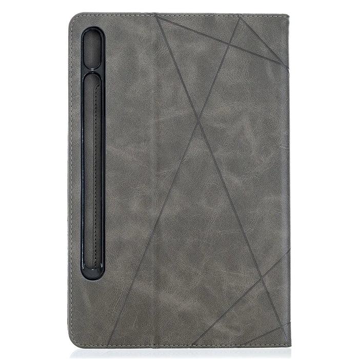 Geometric Pattern Cool Design Protector Stand Leather Case for Samsung Galaxy Tab S7 T870 / S8 - Grey - 3