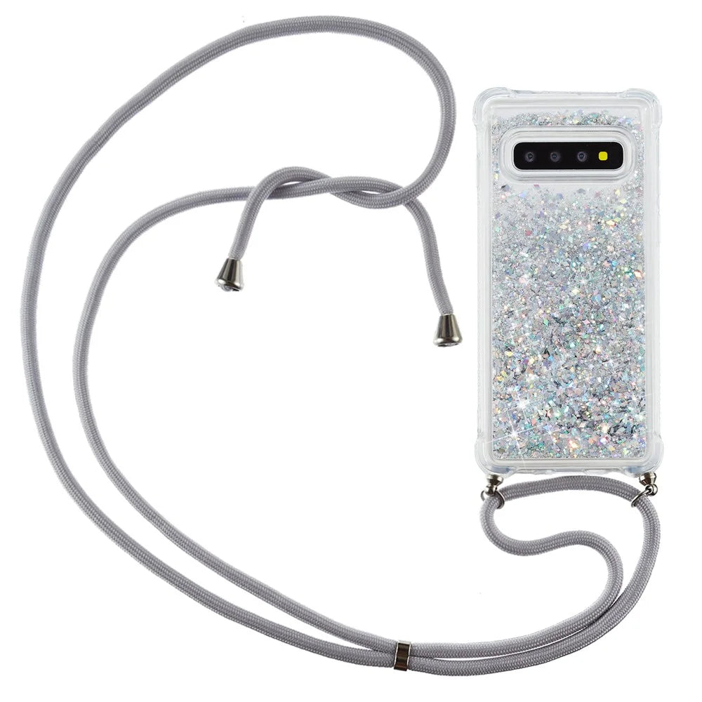 Glitter Powder Funny Quicksand TPU Back Stylish Cover for Samsung Galaxy S10 - White - 1
