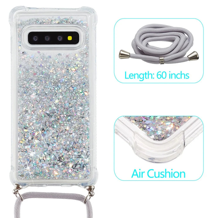 Glitter Powder Funny Quicksand TPU Back Stylish Cover for Samsung Galaxy S10 - White - 2