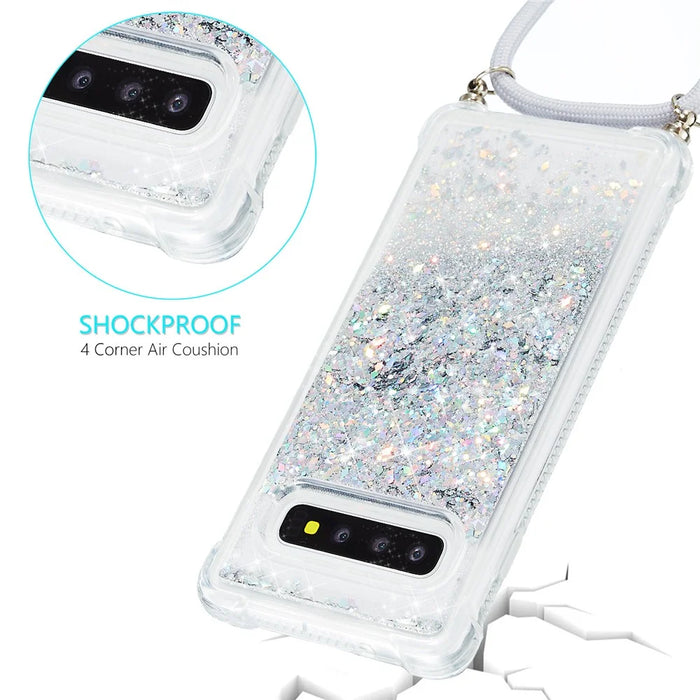 Glitter Powder Funny Quicksand TPU Back Stylish Cover for Samsung Galaxy S10 - White - 4