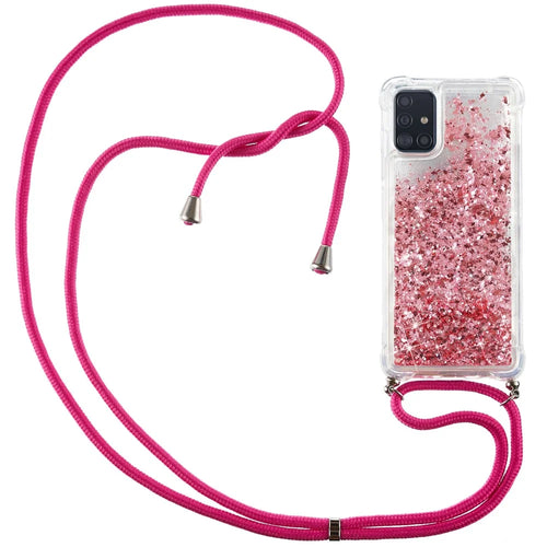 Glitter Powder Quicksand TPU Back Case for Samsung Galaxy A51 SM-A515 - Rose - 1