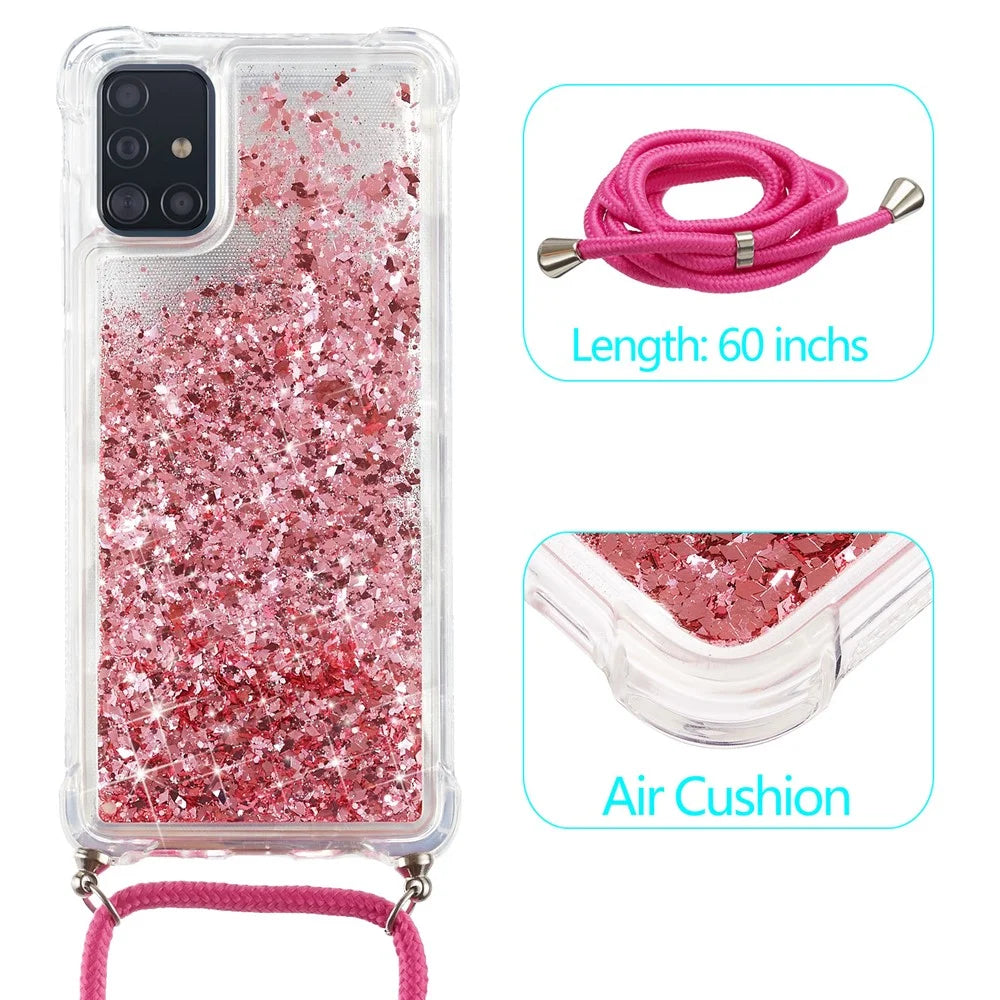 Glitter Powder Quicksand TPU Back Case for Samsung Galaxy A51 SM-A515 - Rose - 2