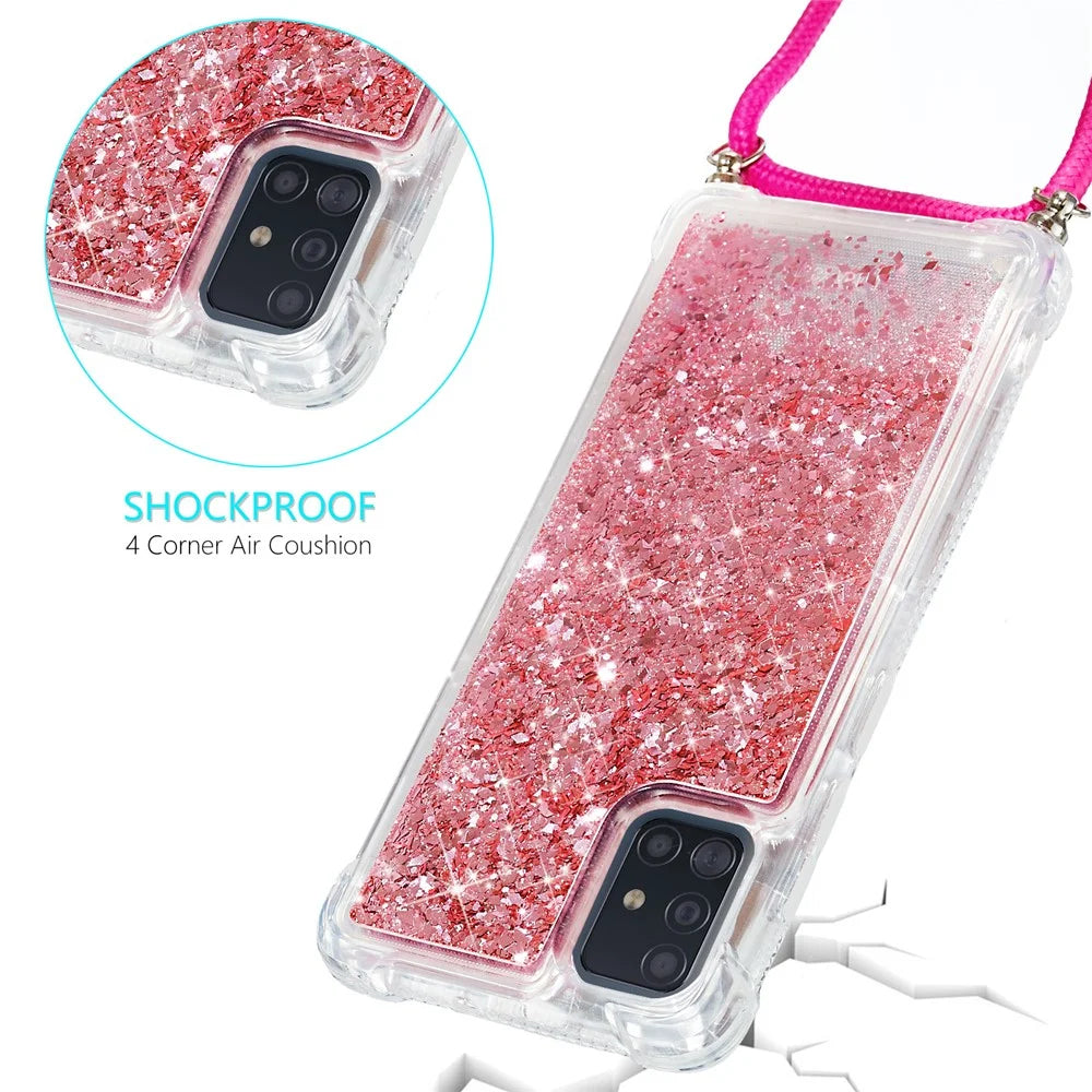 Glitter Powder Quicksand TPU Back Case for Samsung Galaxy A51 SM-A515 - Rose - 4