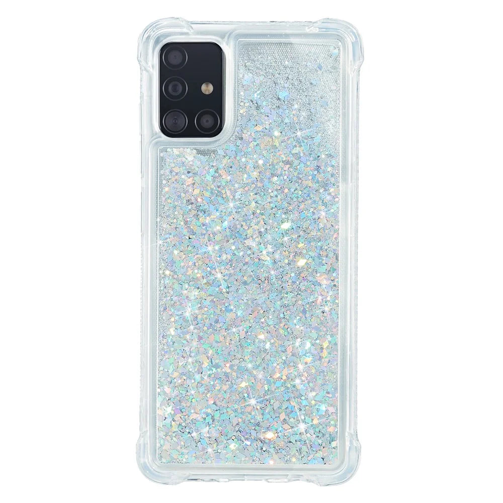 Pure Color Glitter Powder Quicksand TPU Shell for Samsung Galaxy A51 SM-A515 - Silver - 1