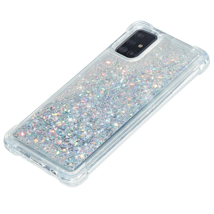 Pure Color Glitter Powder Quicksand TPU Shell for Samsung Galaxy A51 SM-A515 - Silver - 3