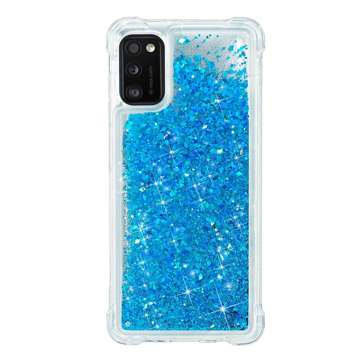 Solid Color Glitter Powder Quicksand Inside TPU Shell for Samsung Galaxy A41 (Global Version) - Blue - 1
