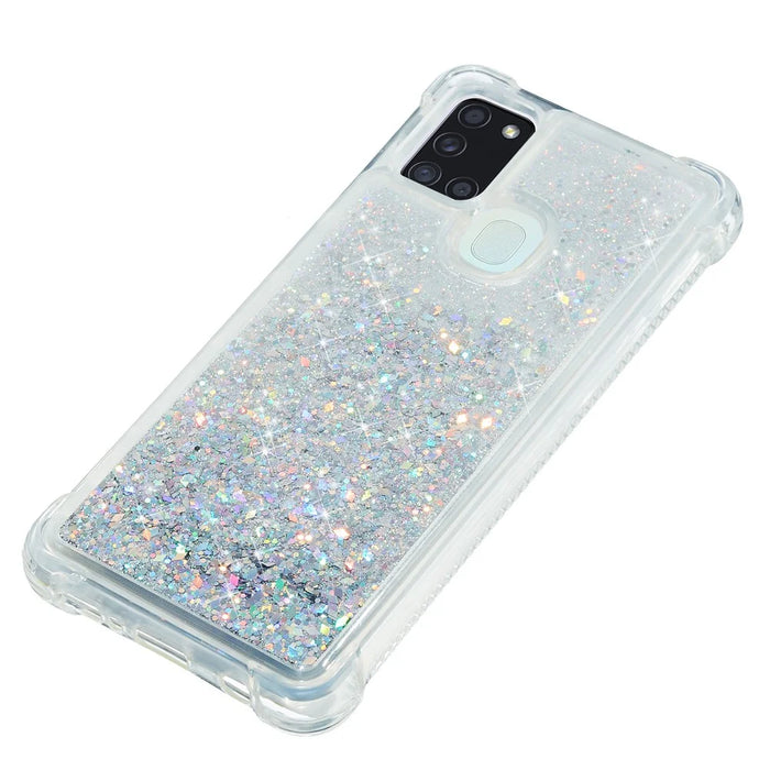 Pure Color Glitter Powder Quicksand Style TPU Case for Samsung Galaxy A21s - Silver - 2