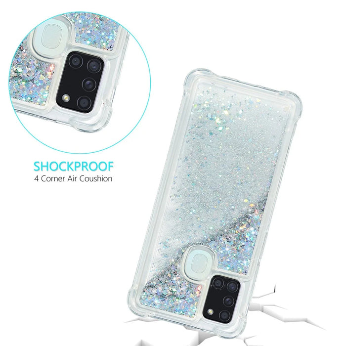 Pure Color Glitter Powder Quicksand Style TPU Case for Samsung Galaxy A21s - Silver - 4