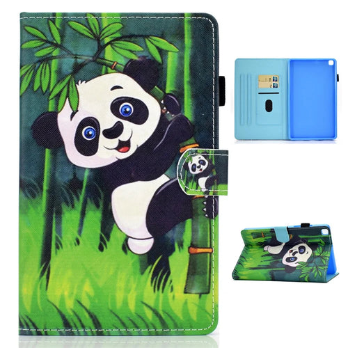 Printing Skin Leather with Card Holder Tablet Cover for Samsung Galaxy Tab A7 10.4 (2020) / (2022) T500 - Panda and Bamboo - 1