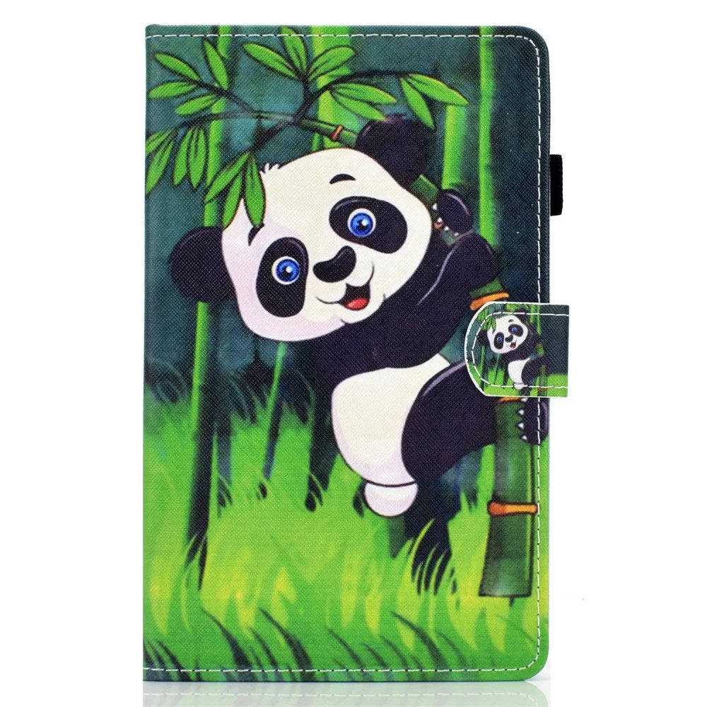 Printing Skin Leather with Card Holder Tablet Cover for Samsung Galaxy Tab A7 10.4 (2020) / (2022) T500 - Panda and Bamboo - 2