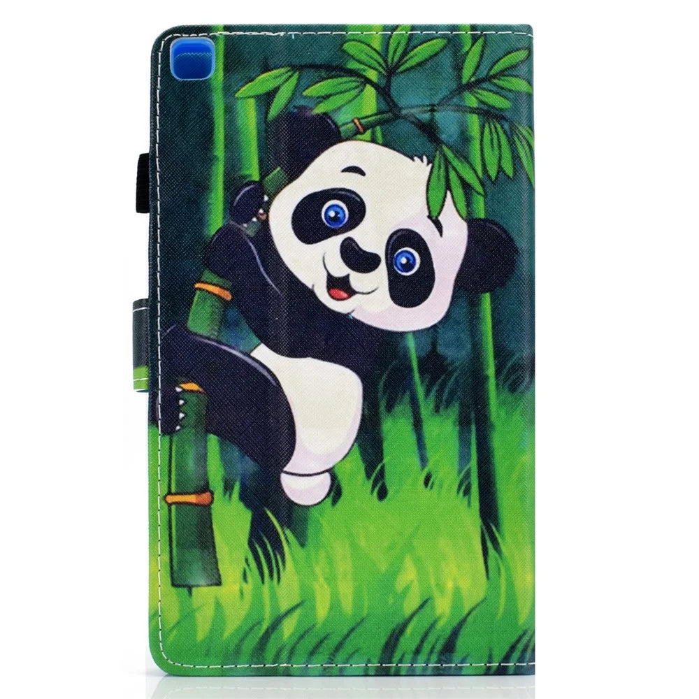 Printing Skin Leather with Card Holder Tablet Cover for Samsung Galaxy Tab A7 10.4 (2020) / (2022) T500 - Panda and Bamboo - 3