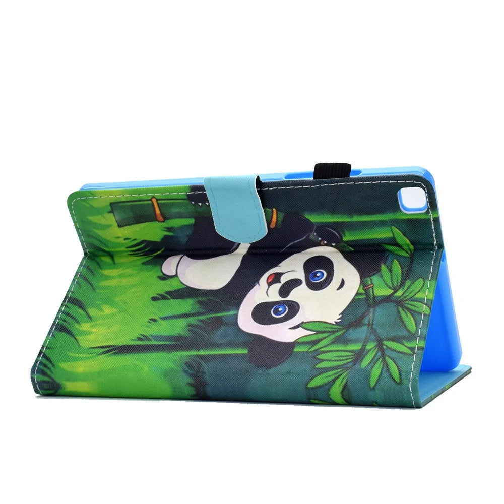 Printing Skin Leather with Card Holder Tablet Cover for Samsung Galaxy Tab A7 10.4 (2020) / (2022) T500 - Panda and Bamboo - 4