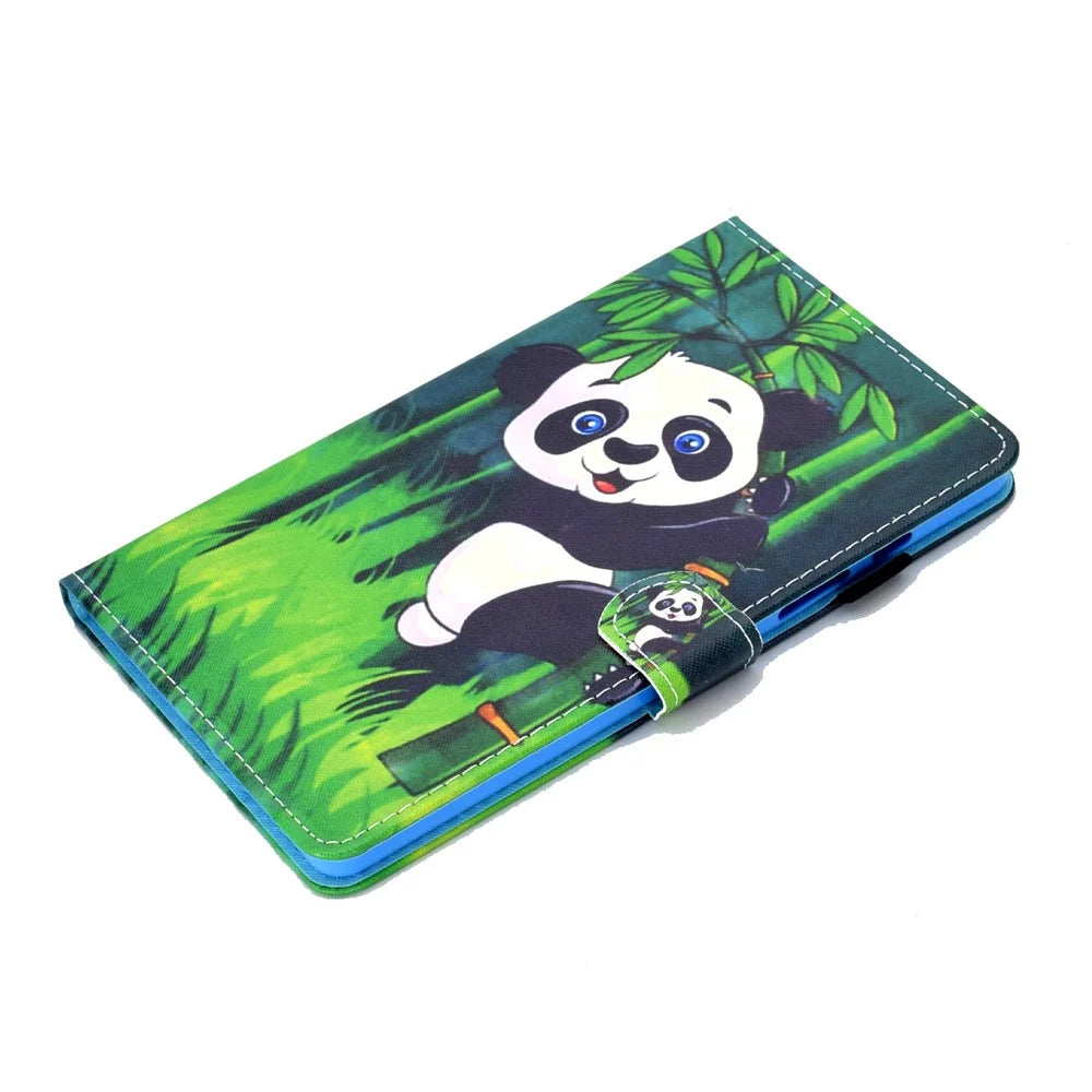 Printing Skin Leather with Card Holder Tablet Cover for Samsung Galaxy Tab A7 10.4 (2020) / (2022) T500 - Panda and Bamboo - 5