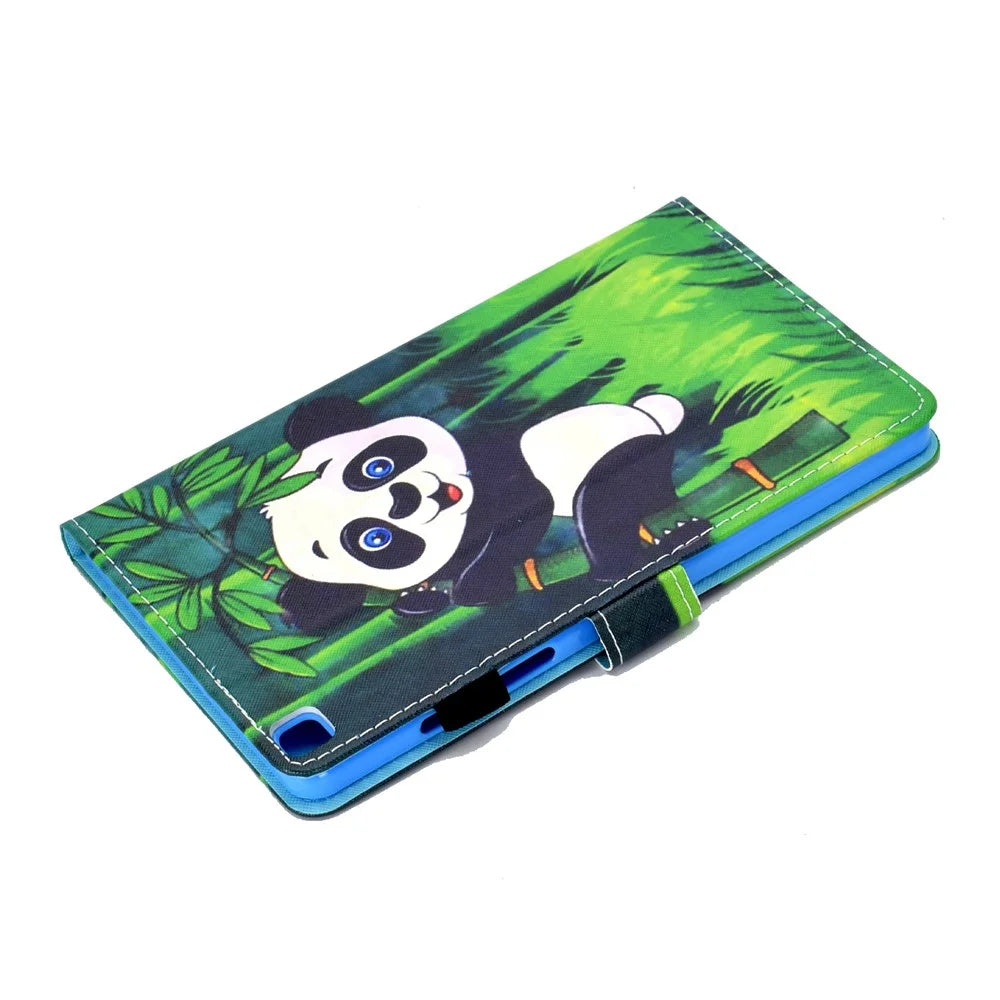 Printing Skin Leather with Card Holder Tablet Cover for Samsung Galaxy Tab A7 10.4 (2020) / (2022) T500 - Panda and Bamboo - 6