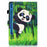 Printing Skin Leather with Card Holder Tablet Shell for Samsung Galaxy Tab S7 T870 / S8 - Panda and Bamboo - 3