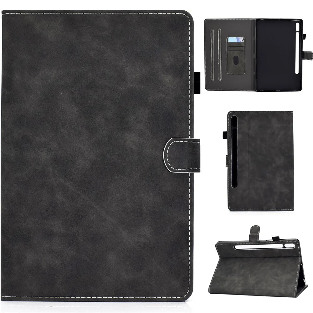 Solid Color Leather Tablet Protective Shell for Samsung Galaxy Tab S7 T870 / S8 - Black - 1