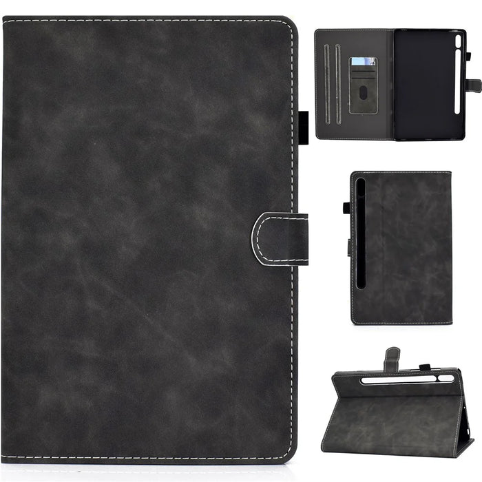 Solid Color Leather Tablet Protective Shell for Samsung Galaxy Tab S7 T870 / S8 - Black - 1