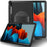 For Samsung Galaxy Tab S7+ / S8+ 360° Swivel Kickstand PC + TPU Tablet Case with Pen Slot and Hand Strap - Black - 1