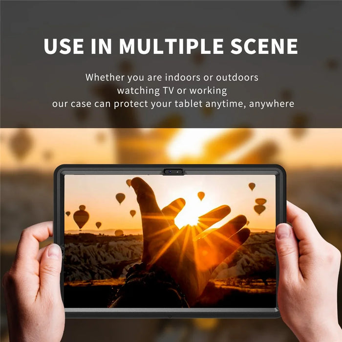 For Samsung Galaxy Tab S7+ / S8+ 360° Swivel Kickstand PC + TPU Tablet Case with Pen Slot and Hand Strap - Black - 4