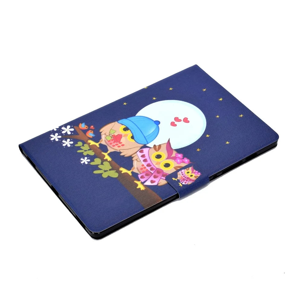Pattern Printing Leather Stand Tablet Case for Samsung Galaxy Tab S7 T870 / S8 - Couple Owls - 5