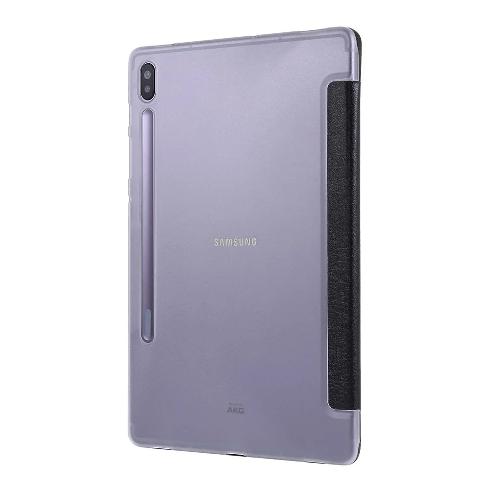 Silk Texture Tri-fold Stand Leather Case for Samsung Galaxy Tab S7 / S8 - Black - 3