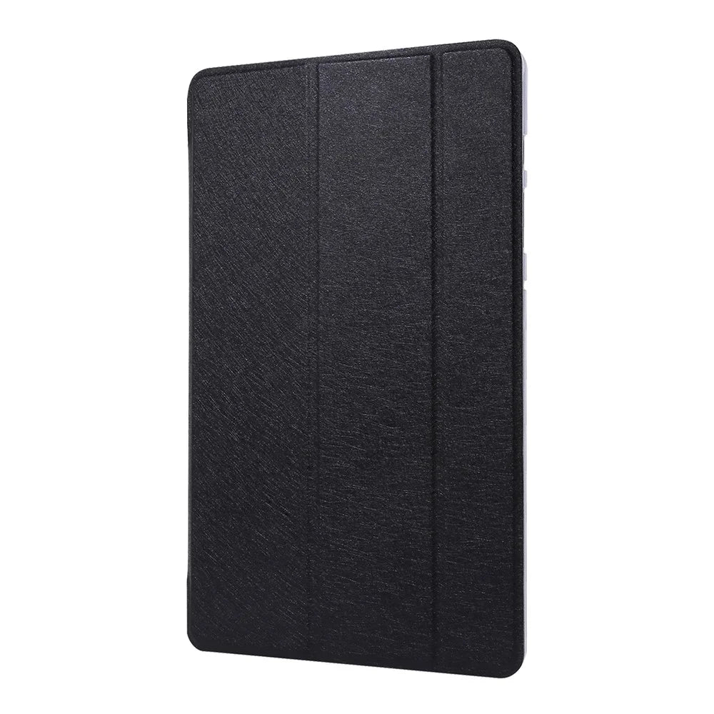 Silk Texture Tri-fold Stand Leather Tablet Case for Samsung Galaxy Tab S7+ / S8+ - Black - 2