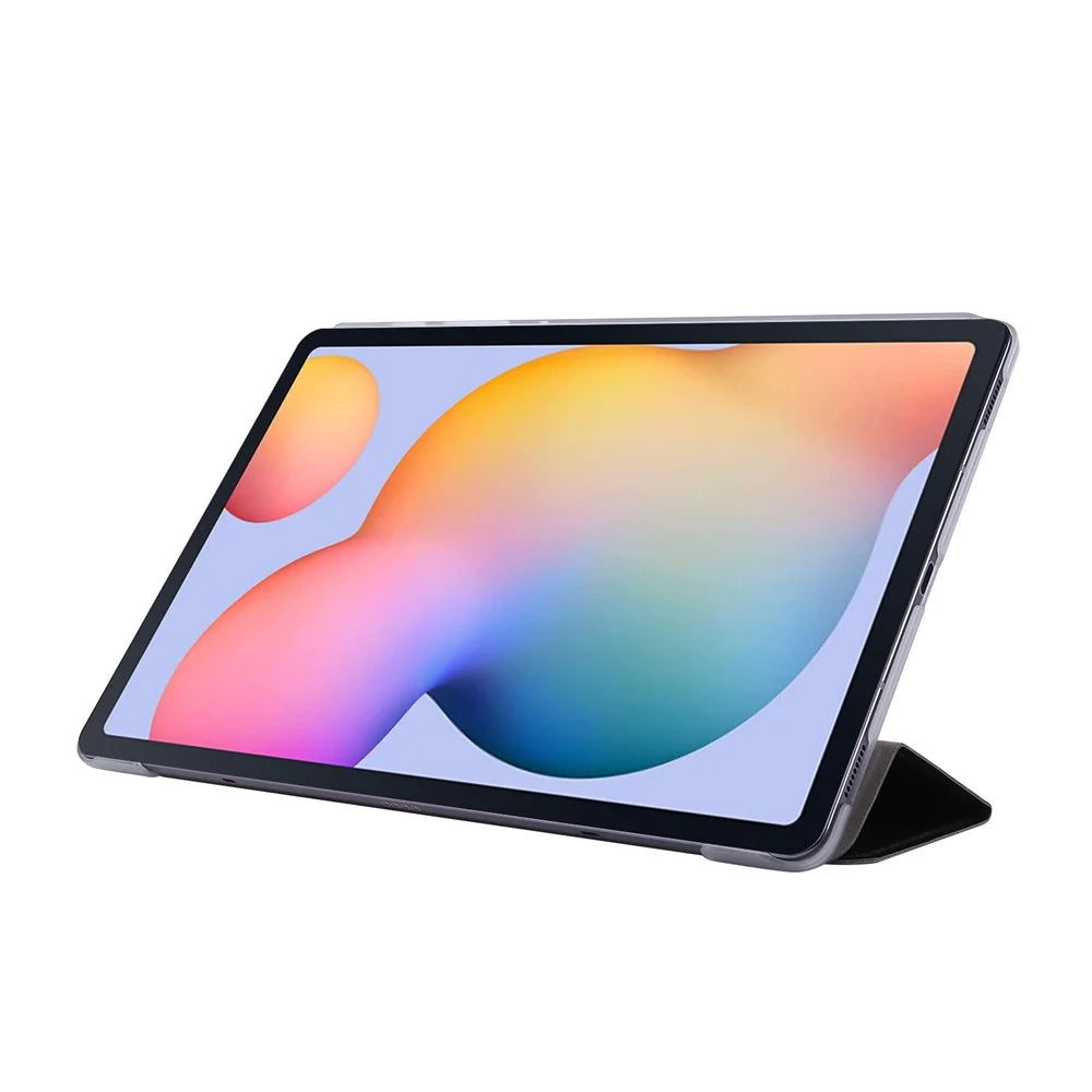 Silk Texture Tri-fold Stand Leather Tablet Case for Samsung Galaxy Tab S7+ / S8+ - Black - 4