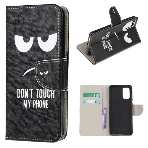Patterned Cross Texture Leather Protector Wallet Case for Samsung Galaxy S20 Lite/S20 Fan Edition - Don't Touch My Phone - 1