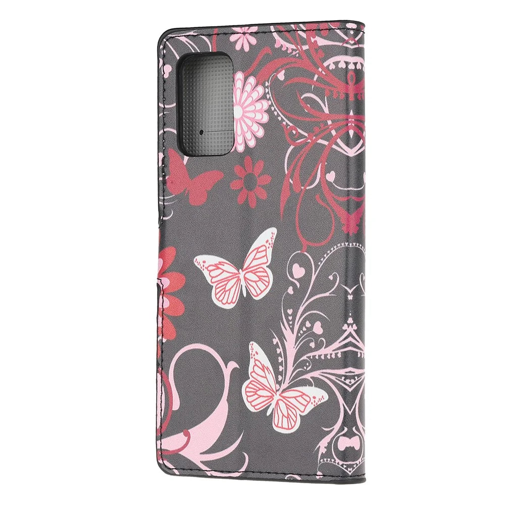 Phone Cover Pattern Printing Wallet Leather Case for Samsung Galaxy S20 Lite/S20 Fan Edition - Butterfly and Flower - 3