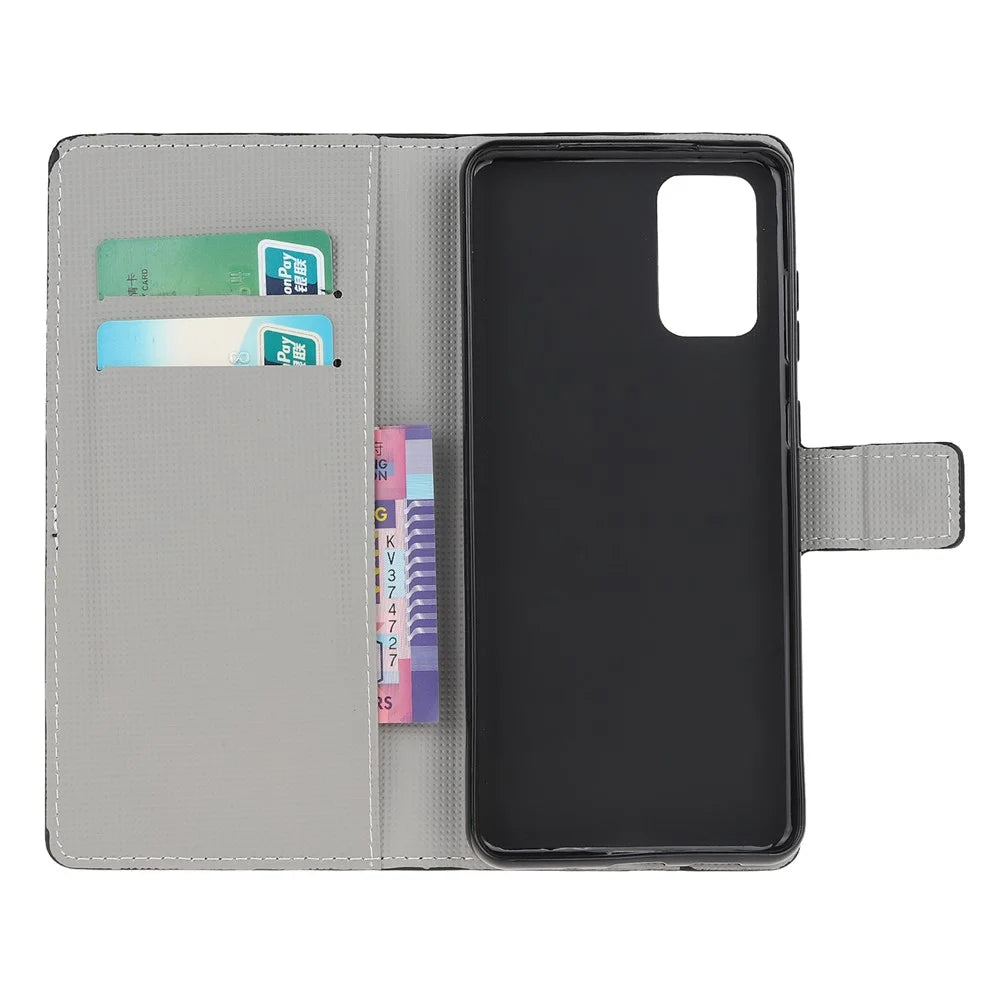 Phone Cover Pattern Printing Wallet Leather Case for Samsung Galaxy S20 Lite/S20 Fan Edition - Butterfly and Flower - 6