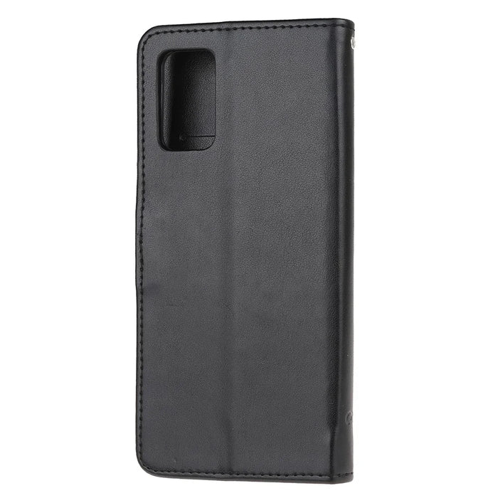Imprint Butterfly Flowers Leather Shell Wallet Phone Case for Samsung Galaxy S20 Lite/S20 Fan Edition - Black - 3