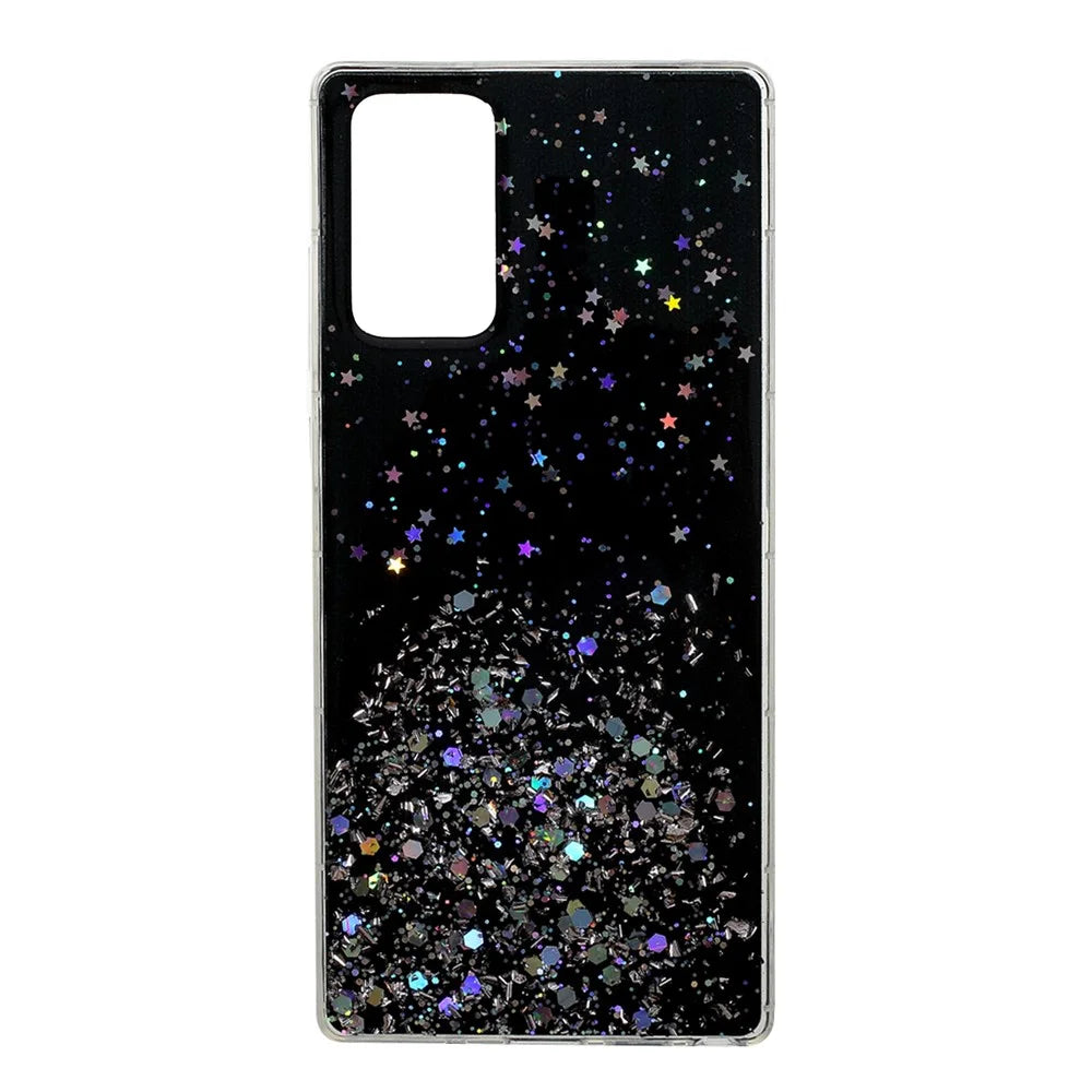 Sparkle Starry Sky Epoxy TPU Shell Case for Samsung Galaxy Note20 4G/5G - Black - 1