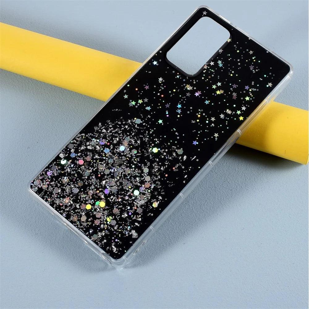 Sparkle Starry Sky Epoxy TPU Shell Case for Samsung Galaxy Note20 4G/5G - Black - 2