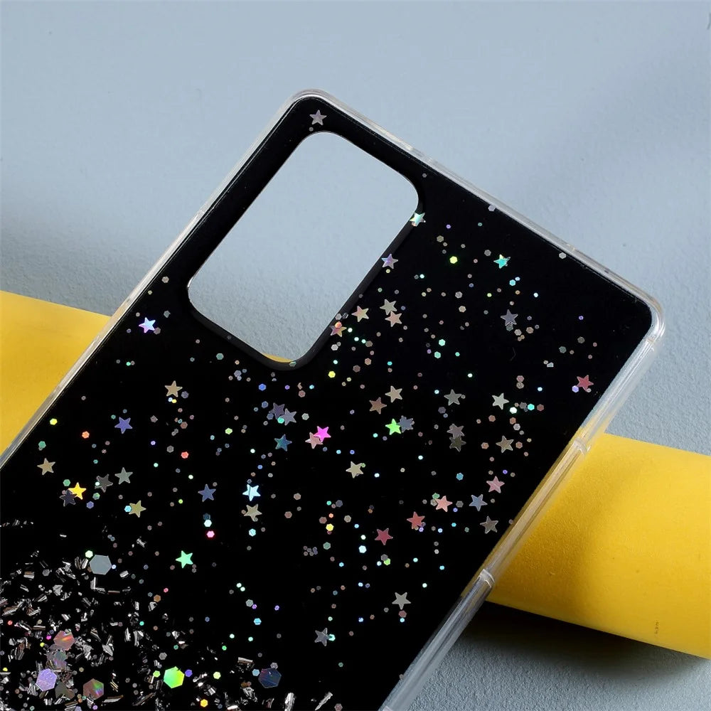 Sparkle Starry Sky Epoxy TPU Shell Case for Samsung Galaxy Note20 4G/5G - Black - 3