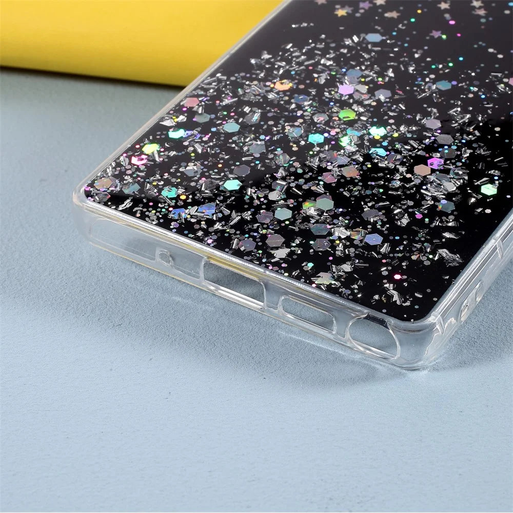 Sparkle Starry Sky Epoxy TPU Shell Case for Samsung Galaxy Note20 4G/5G - Black - 4