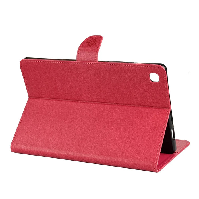Imprint Butterfly Flower Wallet Stand Leather Cover for Samsung Galaxy Tab A7 10.4 (2020) / (2022) - Rose - 6