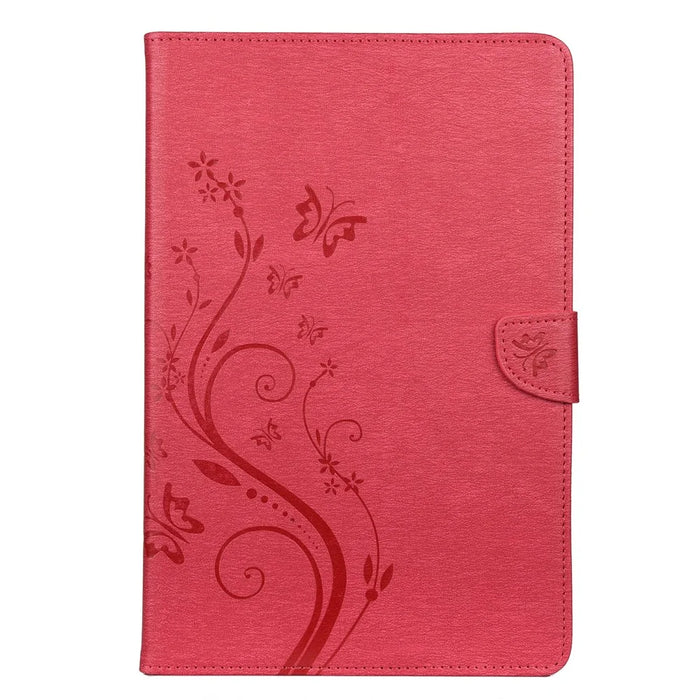 Imprint Butterfly Flower Wallet Stand Leather Cover for Samsung Galaxy Tab A7 10.4 (2020) / (2022) - Rose - 2