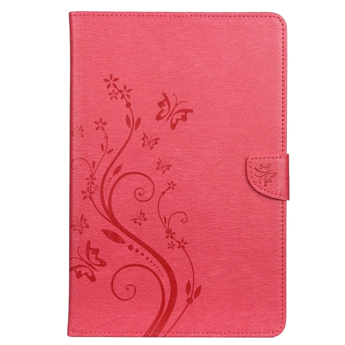 Imprint Butterfly Flower Wallet Leather Flip Shell for Samsung Galaxy Tab S6 T860 T865 - Rose - 2