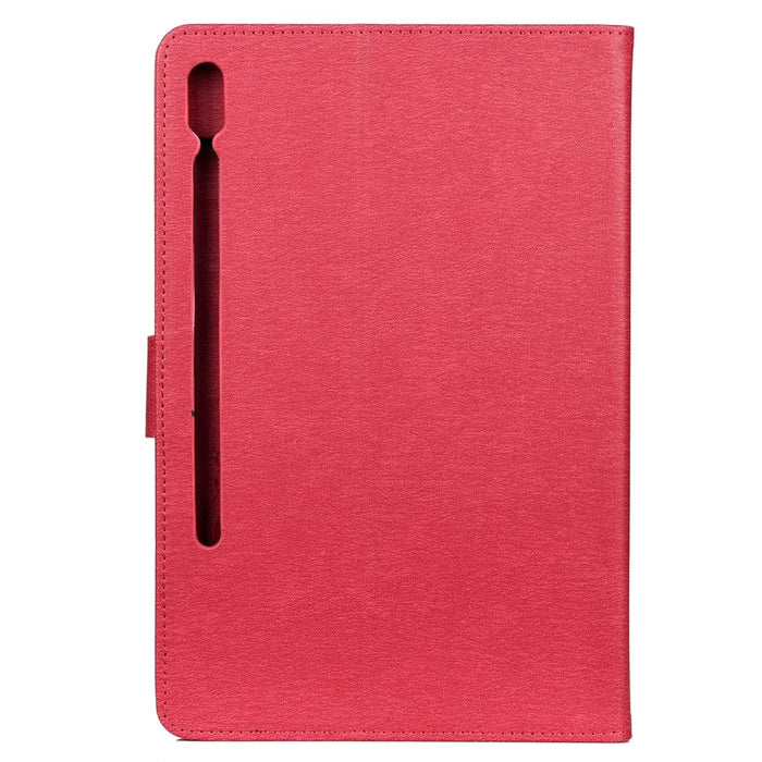 Imprint Butterfly Flower Wallet Leather Flip Shell for Samsung Galaxy Tab S6 T860 T865 - Rose - 3
