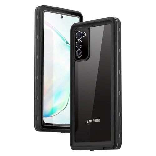 REDPEPPER for Samsung Galaxy Note20 4G/5G IP68 Waterproof Phone Case [Support Fingerprint Unlock ] [Clear Back] - Black - 1